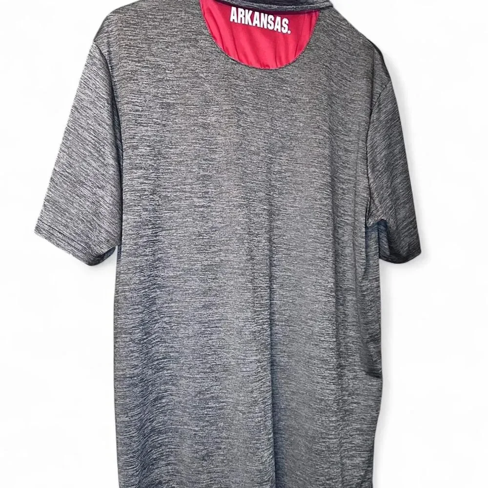 Grey Arkansas Razorbacks Dri Fit Polo Shirt with Embroidered Razorback